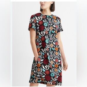 NEW 🌹 LA DoubleJ Black Floral print short jersey Dress made in Italy medium